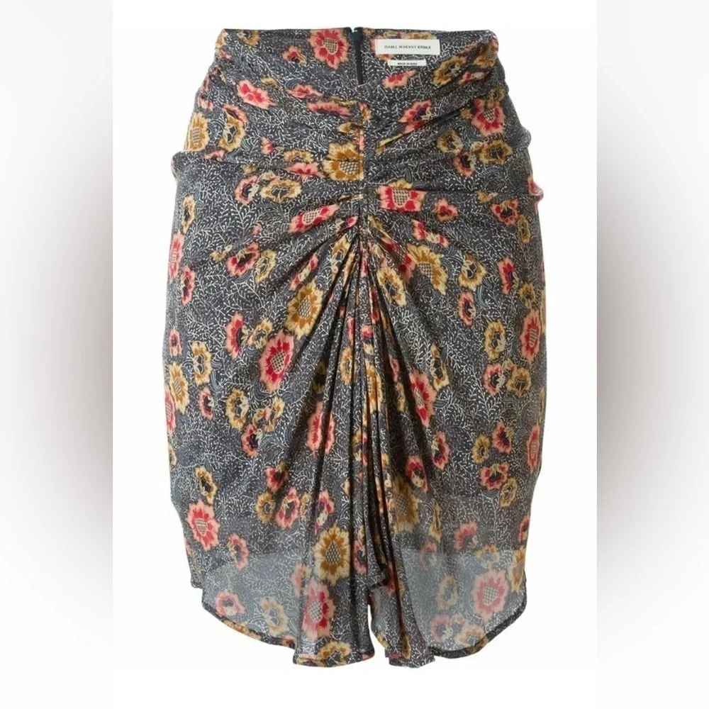 Isabel Marant Etoile sevan Slavic flower gathered floral Skirt 18498
